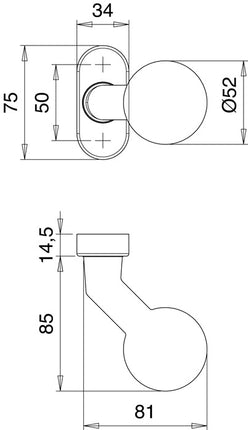 EDI fire protection ball knob 2133/4020 aluminium F1 ( 3000200050 )