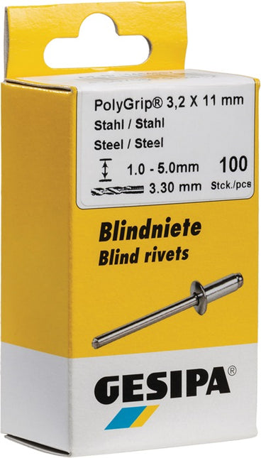 GESIPA blind rivet PolyGrip(R) rivet shank d x l 4 x 10 mm ( 4000813777 )