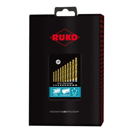 Juego de brocas espirales RUKO DIN 338 tipo N Ø nominal 1-10x0,5 mm ( 4000600883 )