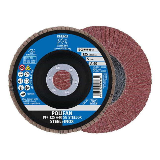 PFERD flap disc POLIFAN A SG STEELOX Ø 125 mm grit size 80 flat ( 4000842582 )