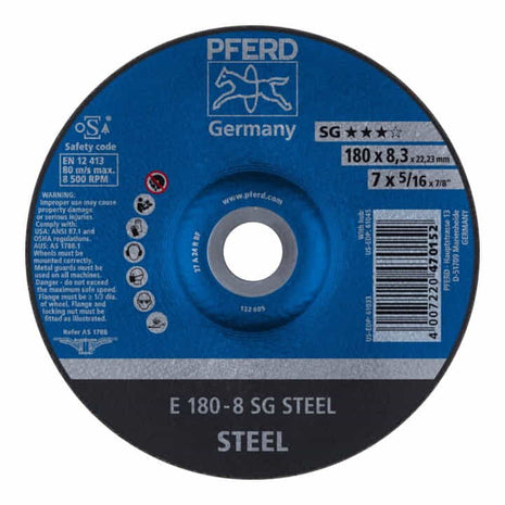 Tarcza szlifierska PFERD SG STEEL D180xS8.3mm ( 4000842051 )