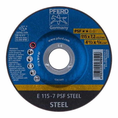 Disco abrasivo PFERD PSF ACERO D115xS7.2mm (4000842650)