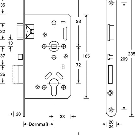 SSF Panic mortise lock Series 20 APK Panic function E rounded ( 3000252892 )