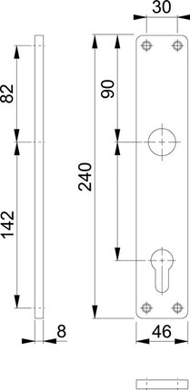 HOPPE coppia di piastre lunghe 202H F2 / nichel argento F2 ( 3000252152 )