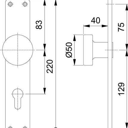 HOPPE Knopflangschild 54/202 Aluminium F2 72 mm ( 3000252039 )