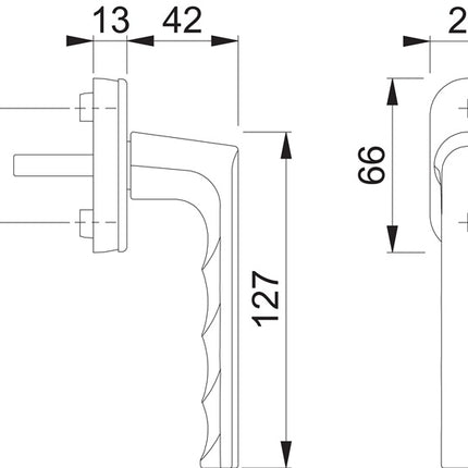 HOPPE Hamburg 0700L/U26 aluminium window handle F9016 traffic white ( 3000203153 )