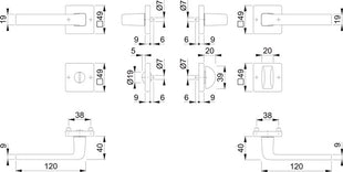 Juego de rosetas HOPPE Dublin 1124/843KV/843KVS aluminio F1 (3000203137)