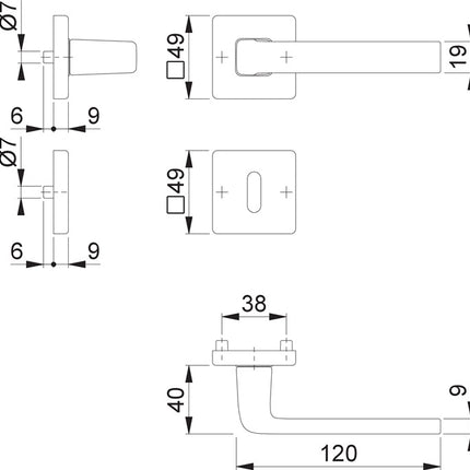 Juego de rosetas HOPPE Dublin 1124 / 843KV/843KVS Aluminio F249 ( 3000203138 )