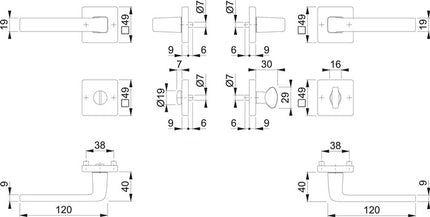 HOPPE Dublin 1124 / 843KV/843KVS set di rosette in alluminio F94-1 ( 3000203143 )