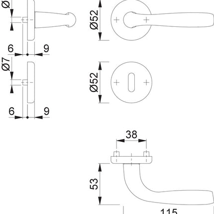 Juego de rosetas HOPPE Maribor 1766 / 17KV/17KVS Aluminio F1 ( 3000203144 )