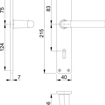 HOPPE set di piastre lunghe Birmingham 1117/202SP alluminio F2 ( 3000252988 )