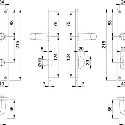 HOPPE long plate set Birmingham 1117/202SP Aluminium F1 ( 3000252987 )