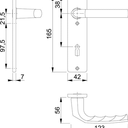 HOPPE short escutcheon set Birmingham 1117/202KP Aluminium F1 ( 3000252946 )