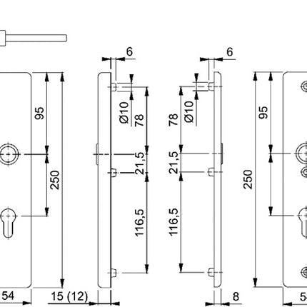 HOPPE Security furniture Birmingham 1117/2221A/2440 Aluminium F1 ( 3000250680 )