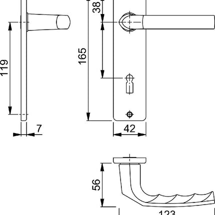 HOPPE Kurzschildgarnitur Birmingham 1117/202KP/AP Aluminium F2 ( 3000252943 )