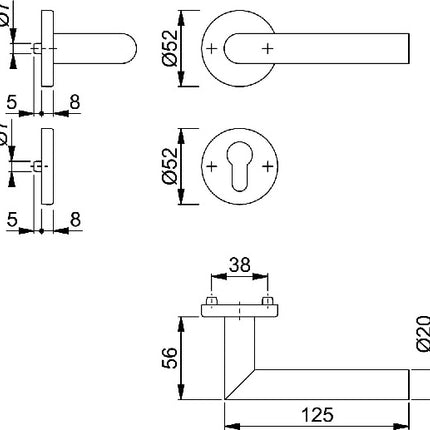 HOPPE Medio juego de escudos Amsterdam E1400Z/42/42S Acero inoxidable F69 ( 3000220053 )