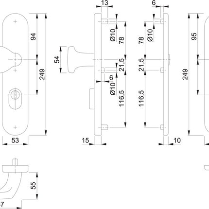 HOPPE Schutzgarnitur E86G/3332ZA/3310 Edelstahl F69 ( 3000209781 )