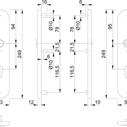 HOPPE Langschildpaar E3331/3310 matt F69 ( 3000209801 )