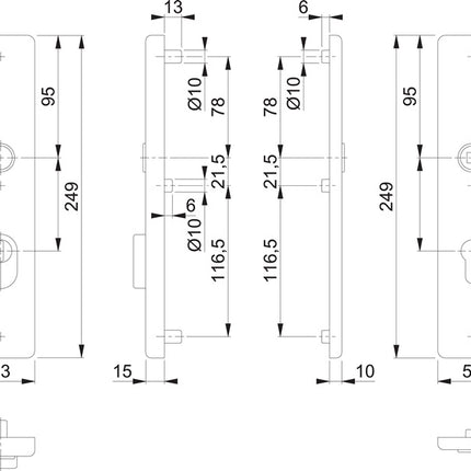 HOPPE par de placas largas E2222ZA/2210 mate F69 ( 3000209809 )