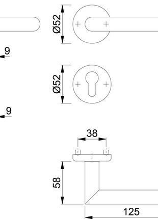 HOPPE Escutcheon set Utrecht E1444Z/17KV/17KVS Stainless steel F69 ( 3000220004 )