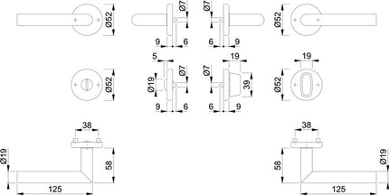 HOPPE Juego de escudos Utrecht E1444Z/17KV/17KVS Acero inoxidable F69 ( 3000220005 )