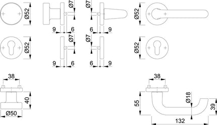 Juego de rosetas HOPPE Paris 58/42KV/42KVS/138L Aluminio F1 ( 3000203811 )