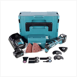 Makita TM 30 DSMJX5 Akku-Multifunktions-Werkzeug + 2 x 4 Ah Akku + Ladegerät inkl. 41-teiliges Zubehörset im Makpac