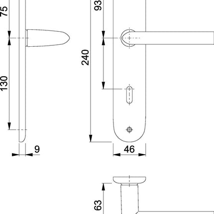 HOPPE Garniture à plaque longue Stockholm 1140/273P aluminium F1 ( 3000252598 )