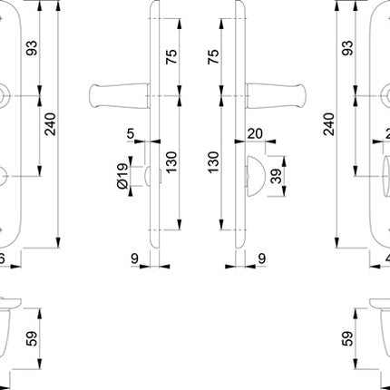 Set di piastre lunghe HOPPE Atlanta 1530/273P Alluminio F1 ( 3000252610 )