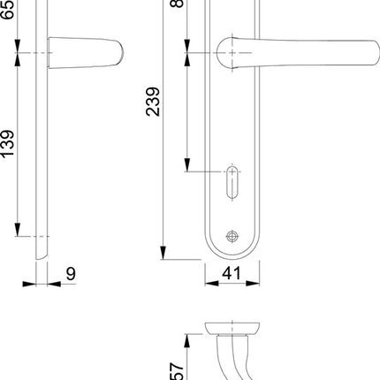 HOPPE Langschildgarnitur Tôkyô M1710RH/265 Messing F71 ( 3000252619 )