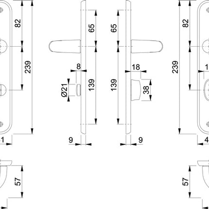 HOPPE long escutcheon set Tôkyô M1710RH/265 brass F71 ( 3000252650 )