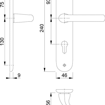 Juego de botones largos HOPPE Tôkyô 1710/273P Aluminio F1 ( 3000252578 )