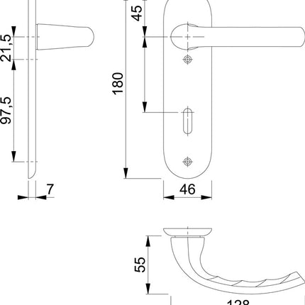 HOPPE short escutcheon set Tôkyô 1710/273KP Aluminium F1 ( 3000252570 )