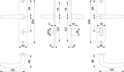HOPPE Garniture à plaque longue Denver E1310Z/302 Acier inoxydable F69 ( 3000252654 )
