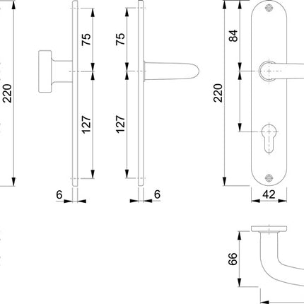 HOPPE Langschildgarnitur Denver E58/302/1310Z Edelstahl F69 ( 3000252653 )