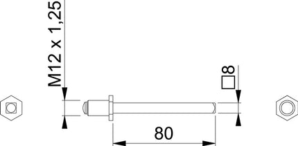 HOPPE Goupille carrée FDW Goupille pleine/goupille rapide Carré 8 x 80 mm ( 3311003024 )