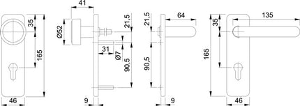 HOPPE Fire protection set Paris FS-K58 / 202K / 138 Plastic F9005M D/K ( 3000251117 )