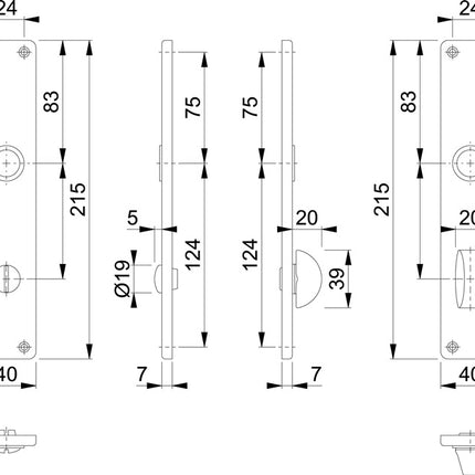 HOPPE coppia di piastre lunghe 202SP F1/ colore naturale F1 ( 3000252136 )