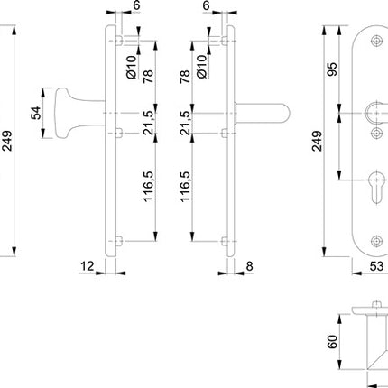 HOPPE Security furniture Utrecht E86G/3331A/3440/1444Z Stainless steel F69 ( 3000220009 )