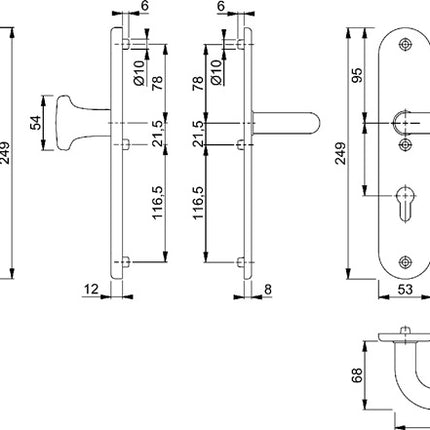 HOPPE Escudo de seguridad Baden E86G/3331A/3440/1388Z Acero inoxidable F69 ( 3000220007 )