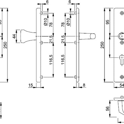 HOPPE Mobiliario de seguridad Birmingham 78G/2222A/2440/1117 Aluminio F1 ( 3000220058 )