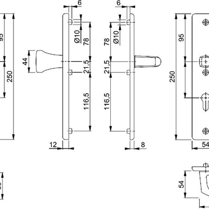HOPPE Mobili di sicurezza Londra 78G/2221A/2440/113 Alluminio F2 ( 3000220071 )