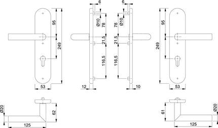HOPPE Feuerschutzgarnitur Amsterdam FS-E1400F/3331/3310 Edelstahl F69 D/D ( 3000220046 )