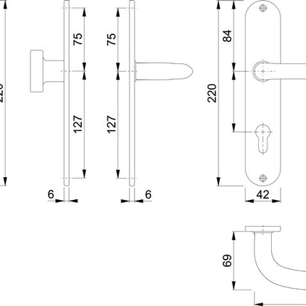 Juego de botones largos HOPPE Marsella E58/302/1138Z acero inoxidable F69 ( 3000252288 )
