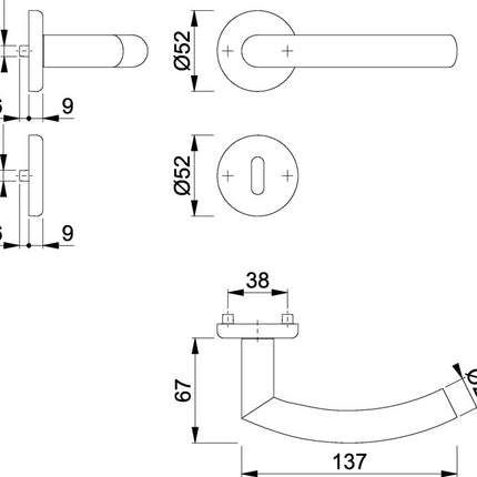 HOPPE Zestaw rozet Narvik E1430ZP/17KV/17KVS Stal nierdzewna F69 ( 3000252275 )