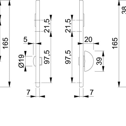 HOPPE par de placas traseras cortas 202KP aluminio F1 ( 3000252021 )