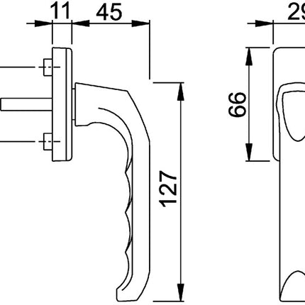 HOPPE Fenstergriff London 013/U34 Aluminium F1 / naturfarbig ( 3360003013 )