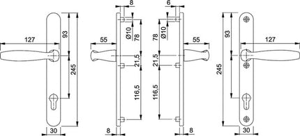 HOPPE Profil-Garnitur New York 1810/3346 Aluminium F9016 ( 3000203619 )