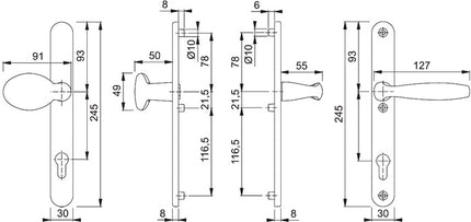 HOPPE Profiltürgarnitur New York 76G/3346/1810 Aluminium F9016 ( 3000203627 )