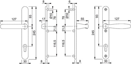 HOPPE profile door set New York 099KH/3346/1810 Aluminium F1 ( 3000203644 )